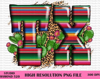 Texas State Png, TX Texas Serape Cactus Leopard Western Png, Cheetah Splash Texas American Sublimation, Texas Clipart, Instant Download