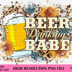 Beer Drinking Babe Png, Beer Girl Png, Sunflower Leopard Gemstone Beer Love Png, Western Beer Babe Png, Beer Summer Png, Instant Download