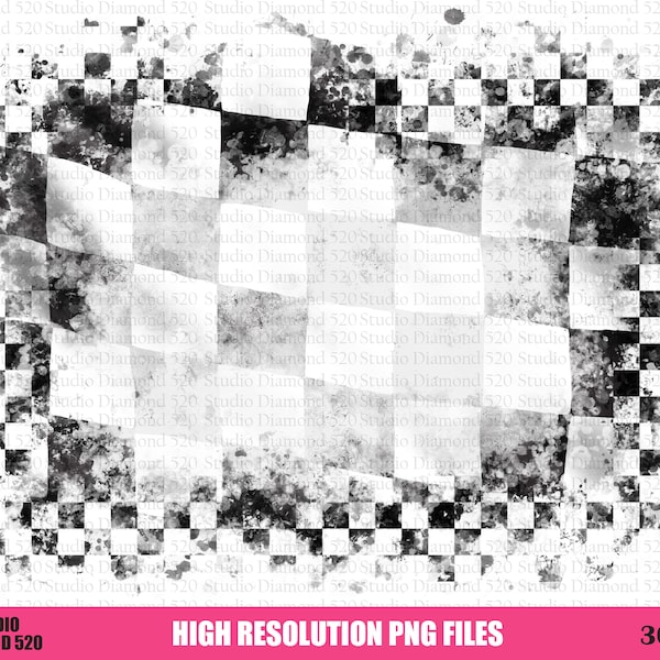 Race Flag Bleach Effect Background Png, Black White Checkered Distressed Bleach Overlay Sublimation, Checkered Flag Png, Instant Download