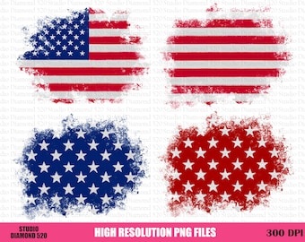 4 Pcs American Flag Patch Bundle Png, Usa Patriotic Distressed Patch Png, 4th of July Patch Png, Red Blue White Patch Png, Instant Download