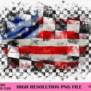 USA Race Flag Png, Distressed Checkered Black and White Background Png, 4th July Race Png, American Patriotic Race Png, Instant Download