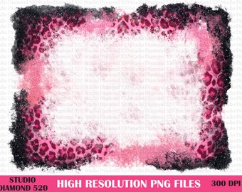 Pink Black Leopard Glitter Bleach Overlay Distressed Background Png, Valentine's Day Sublimation Design, Instant Download