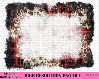 Black Glitter Leopard Cowhide Buffalo Plaid Background Png, Christmas Distressed Bleach Western Background Png, Instant Download