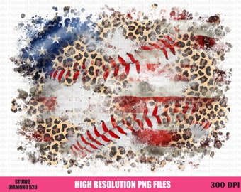 American Flag Leopard Baseball Background Png, Patriotic Sport Distressed Background Sublimation, Usa Flag Baseball Png, Instant Download