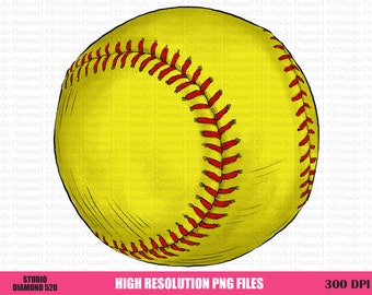 Softball Ball Png, Sportball Sublimation, Hand gezeichnet Softball Ball Png, Ball Clipart, Sofort Download