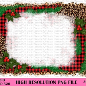 Noël Léopard Plaid Gui Gui Bleach Overlay Overlay Png, Western Sublimation Design, Joyeux Noël Paillettes Png, Téléchargement instantané