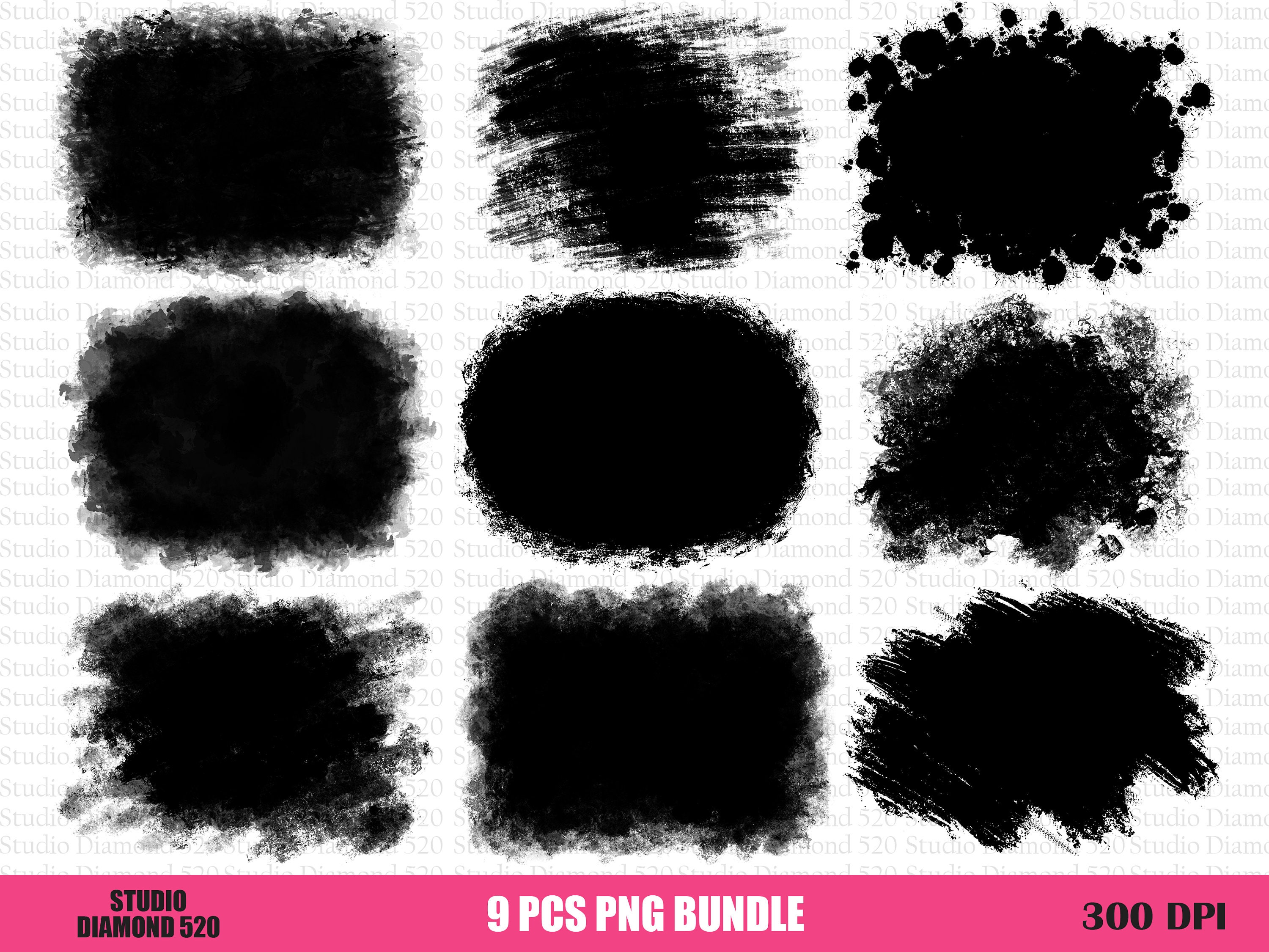 Black Background Png, Distressed Black Frame Png, Black Brush Stroke Png,  Design Elements, Black Paint, Splash, Circle, Digital Download 