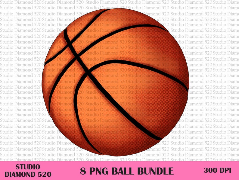 May include: A digital illustration of a basketball with orange and black coloring. The basketball has a textured surface and black lines. The image is 300 DPI.