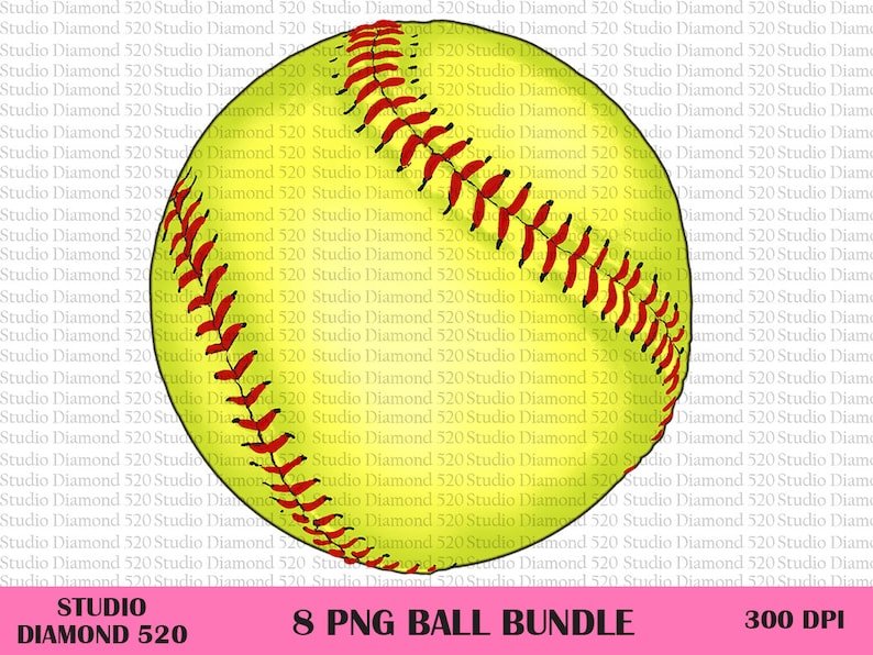 May include: A yellow softball with red stitching and black laces. The softball is isolated on a white background.