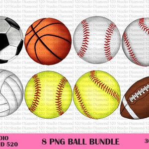 Balls Png, Ball Bundle Png, Volleyball Ball Png, Football Ball Png, Soccer Ball Png, Baseball Ball Png, Softball Ball Png, Instant Download