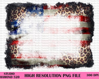 Black Glitter Leopard American Flag Background Png, Western Usa Distressed Bleach Overlay Background Png, Patriotic Png, Instant Download