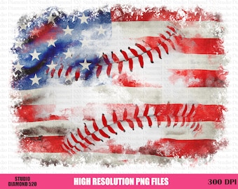 American Flag Baseball Distressed Background Png, Usa Flag Baseball Background Png, Patriotic Baseball Png, Instant Download
