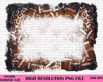 Black Glitter Leopard American Football Distressed Bleach Overlay Background Png, Sport Background Football Sublimation, Instant Download