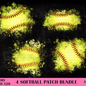 Softball Patch Bundle Png, 4 Softball Patches Png, Western Softball Patch Png, Softball Splash Png, Distressed Softball Png, Sofort Download