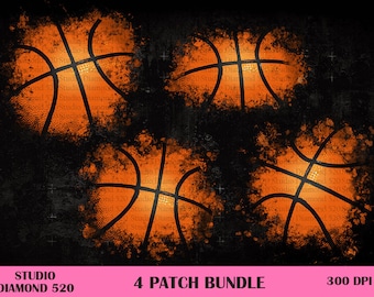 Basketball Patch Bundle Png, 4 Basketball Patches Png, Basketball Patch Png, Basketball Png, Distressed Basketball Png,Instant Download