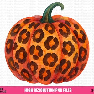 Leopard Pumpkin Png, Animal Printed Watercolor Fall Pumpkin Sublimation, Cheetah Pumpkin Clipart, Instant Download