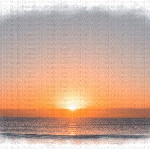 May include: A watercolor painting of a sunset over the ocean. The sky is a gradient of orange, yellow, and pink, with a bright sun in the center. The ocean is a deep blue, with waves crashing on the shore.