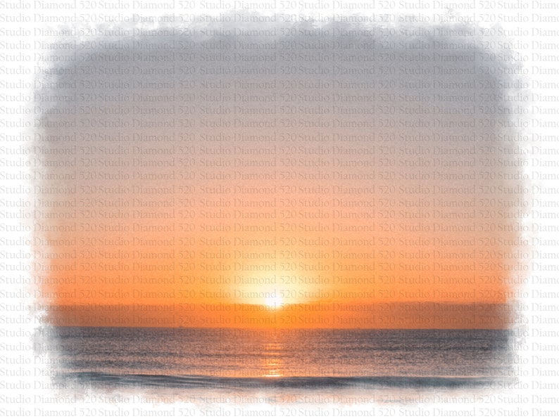 May include: A watercolor painting of a sunset over the ocean. The sky is a gradient of orange, yellow, and pink, with a bright sun in the center. The ocean is a deep blue, with waves crashing on the shore.