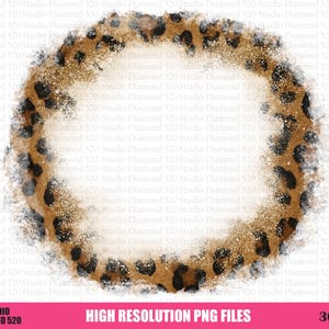 Leopard Bleach Frame Png, Cheetah Round Distressed Background Sublimation, Digital Download