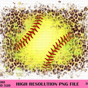 Leopard Softball Background Png, Distressed Softball Cheetah Background Png, Western Sports Background Sublimation, Instant Download