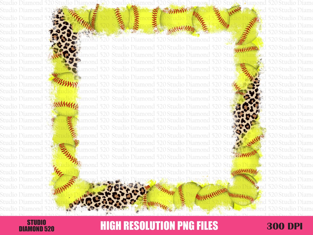 Distressed Softball Leopard Frame Png, Softball Background Cheetah Sublimation, Sport Square ...
