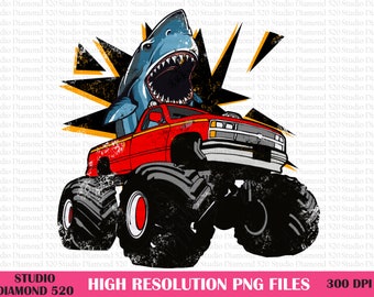 Monster Truck Crazy Mega Shark Png, Race Sublimation, Truck Crash Png, Extereme Vehicle Png, Instant Download