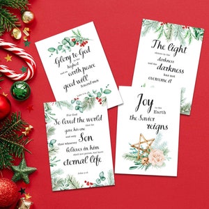 Cartões de Natal cristãos para impressão, cartões de escritura, cartões de versículos bíblicos cristãos, cartões de Feliz Natal, download instantâneo