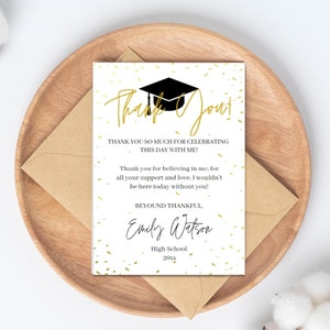 Graduation Thank You Card Template, Personalized Graduation Card With Photo, Thank You Note, High School College, Canva Template