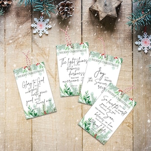 Schrift Weihnachtsgeschenkanhänger, druckbare Geschenkanhänger in Bibelversen, christliche Weihnachtstagsanhänger, Sonntagsschule in der Kirche, PDF-Download