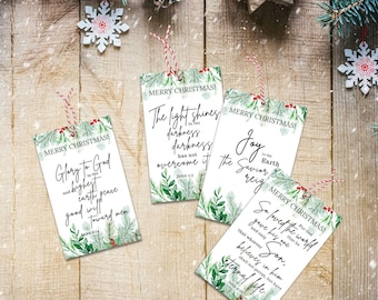 Scripture Christmas Gift Tags, Printable Bible Verse Gift Tags, Christian Christmas Day Tags, Church Sunday School, PDF Download