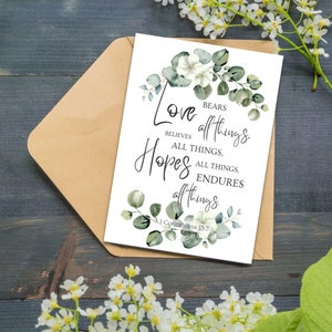 Printable Christian Wedding Card, Scripture Wedding Congratulations Day Card, Christian Bible Verse Love Card, Instant PDF Download