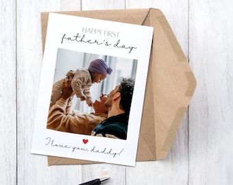 Editable First Father&#39;s Day Card With Photo, Card For Dad For Grandpa, First Fathers Day Card, Personalized Card Printable Canva Template
