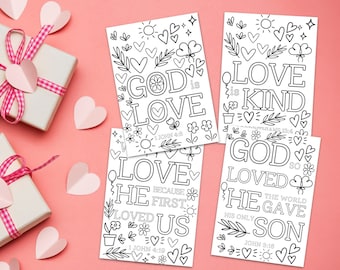 Scripture Valentine Coloring Cards: Christian Bible Verse (Digital Download)