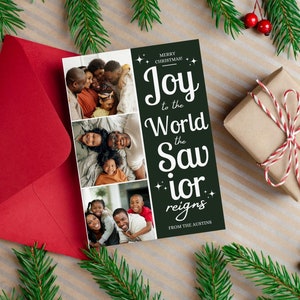 Editable Christian Christmas Card with Photo, Canva Template, Religious Christmas Card Template, Bible Verses, Holiday Card