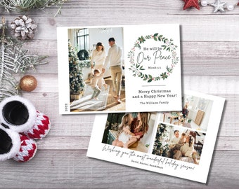Editable Christian Christmas Card Template with Photo, Religious Christmas Card Template, Canva Template, Bible Verse Card, Personalized