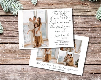 Editable Christian Christmas Card Template with Photo, Religious Christmas Card Template, Canva Template, Bible Verse Card, Personalized
