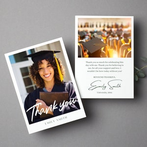 Sjabloon bedankkaart afstuderen, gepersonaliseerde afstudeerkaart met foto, bedankje, High School College, Canva-sjabloon