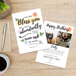 Christliche Geburtstagskarte mit Fotovorlage, bearbeitbare Geburtstagskarte für sie, Schrift-Geburtstagskarte, personalisierte Geburtstagskarte, Bibel-Vers