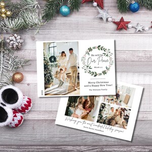 Bearbeitbare christliche Weihnachtskartenvorlage mit Foto, religiöse Weihnachtskartenvorlage, Canva-Vorlage, Bibelverskarte, personalisiert