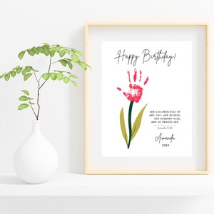 Escritura editável, artesanato de impressão manual de feliz aniversário, artesanato de aniversário personalizado para mãe ou avó, cristão, escola dominical, modelo Canva