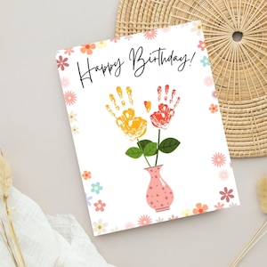 Druckbare alles Gute zum Geburtstag Handabdruck Handwerk, handgemachte Geburtstagsgeschenk für Mutter, für Oma, für Tante, zwei Größen, sofort PDF Download