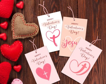 Etiquetas de presente de versículos bíblicos para o dia dos namorados, etiquetas de presente para impressão de escrituras, etiquetas cristãs para o dia dos namorados, escola dominical da igreja, download de PDF
