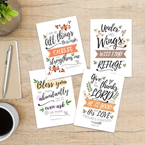 Cartes de voeux imprimables avec écriture sainte, cartes de voeux, versets de la Bible chrétienne, cartes d'encouragement, téléchargement immédiat