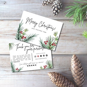Tarjeta de agradecimiento para empresas de vacaciones, imprimible de Navidad, gracias por su compra, pequeña empresa, plantilla de Canva, tarjeta de Navidad