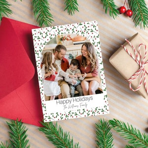 Modelo de cartão de Natal editável com foto, cartão de boas festas com imagem, cartões de feliz Natal personalizados, modelo Canva, download