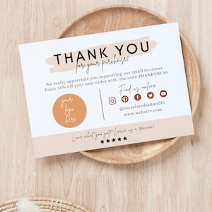 Bearbeitbare Dankeskarten, Danke für Ihren Einkauf für kleine Unternehmen, druckbare Verpackung, personalisierte Business Canva-Vorlage