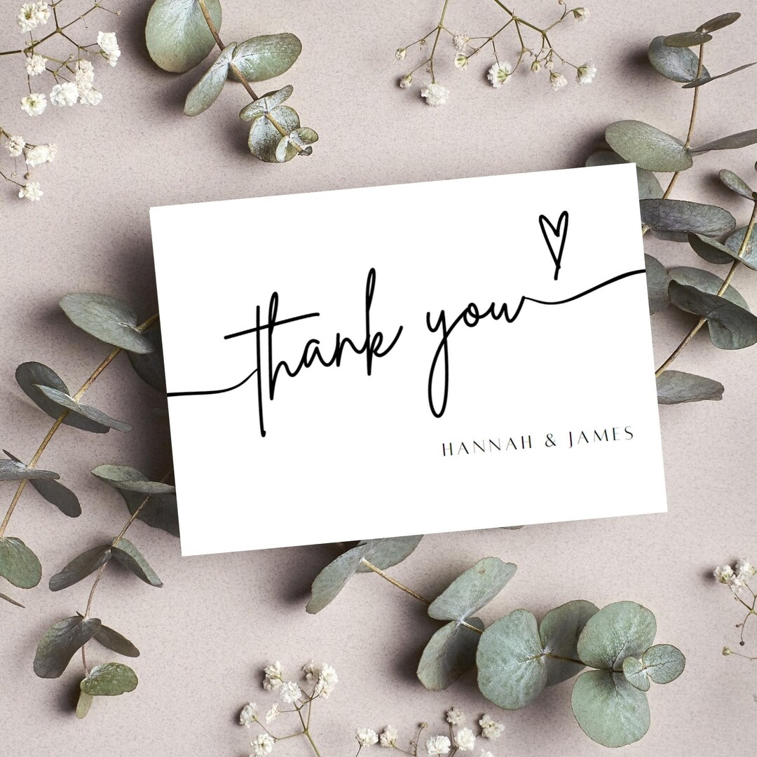 Minimalist Wedding Thank You Card: Modern Script (canva Template) - Etsy