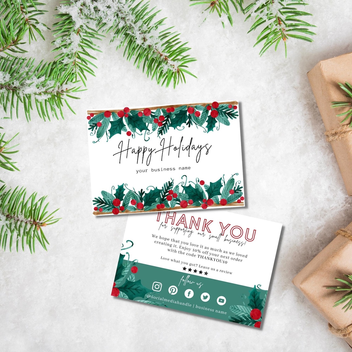 Holiday Business Thank You Card Christmas Business Card Etsy