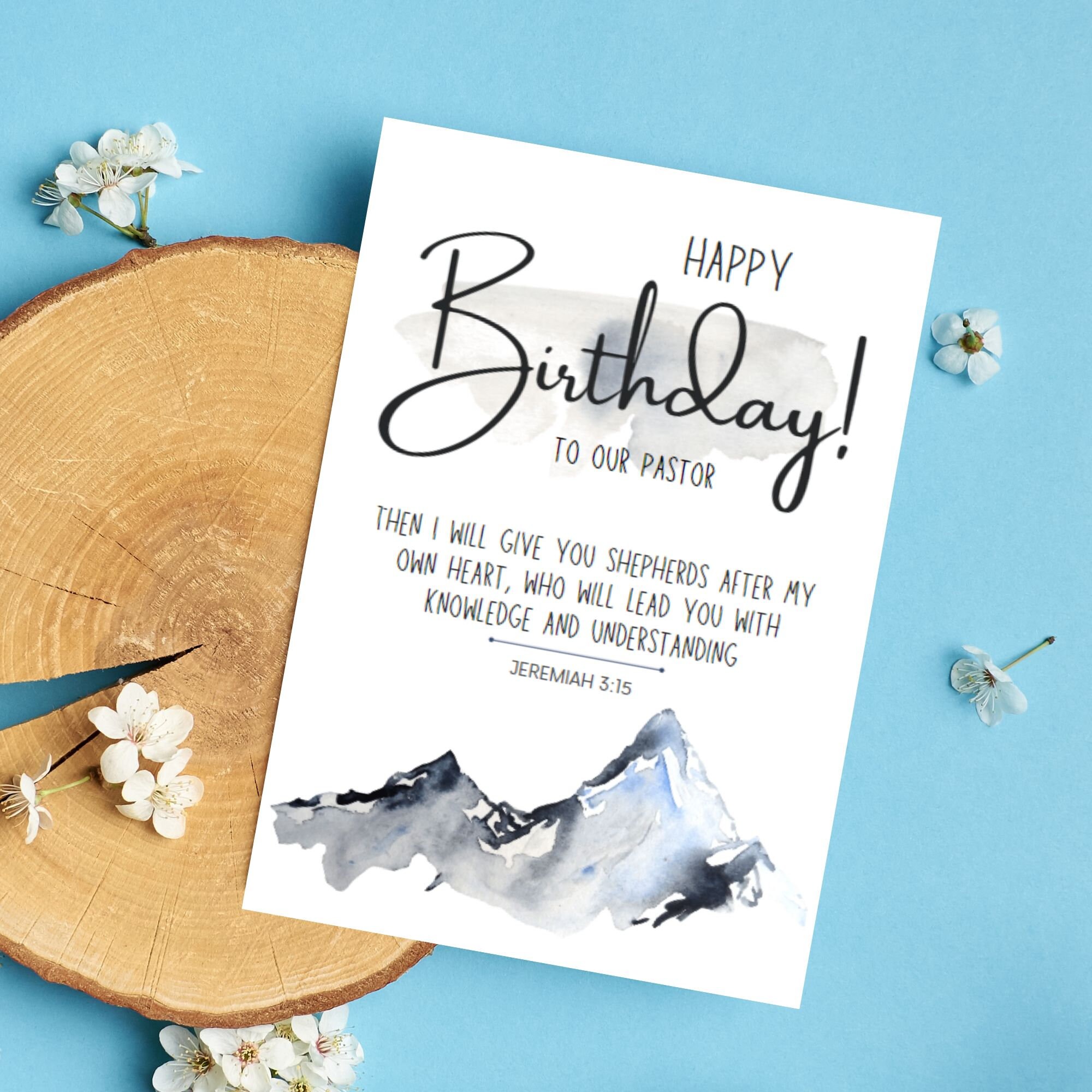 Printable Birthday Card for Pastor, Scripture Birthday Card for Church ...