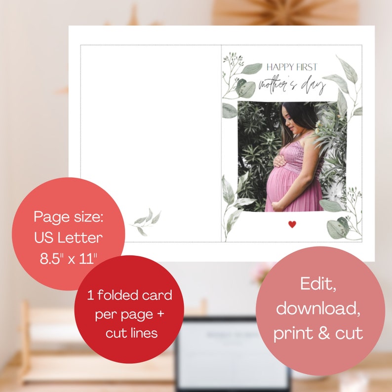 Editable First Mothers Day Card With Photo, Card for Mom, First Mothers ...
